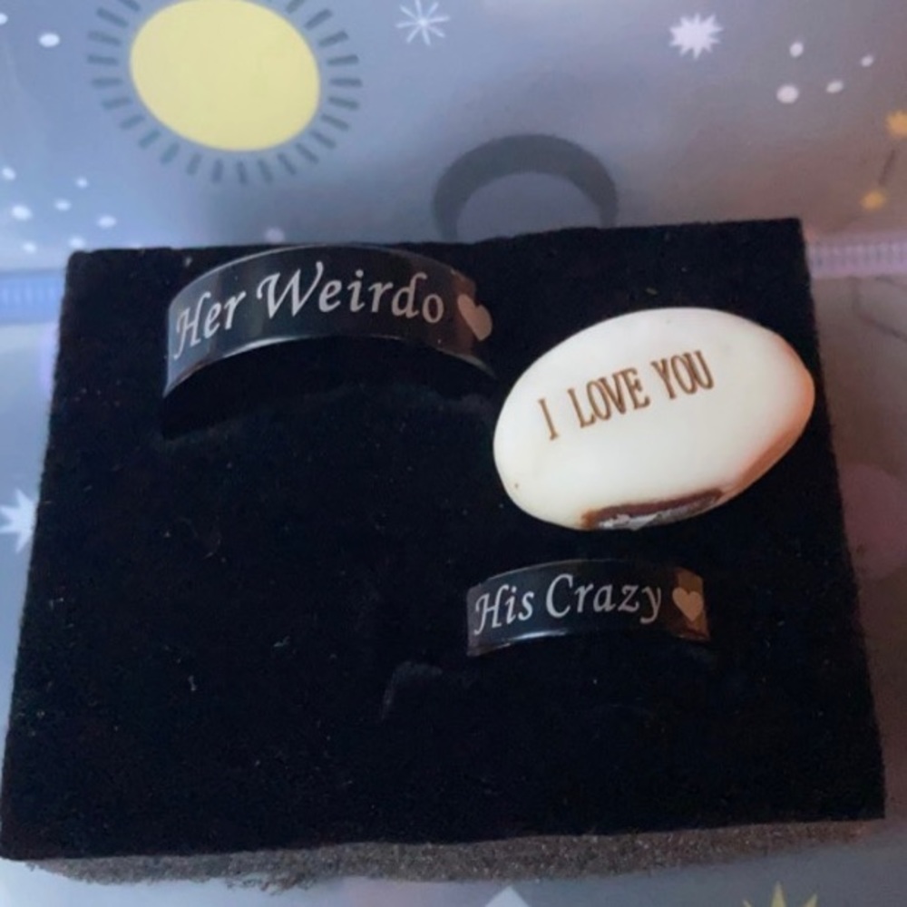 His & Her Titanium Black Wedding Rings.